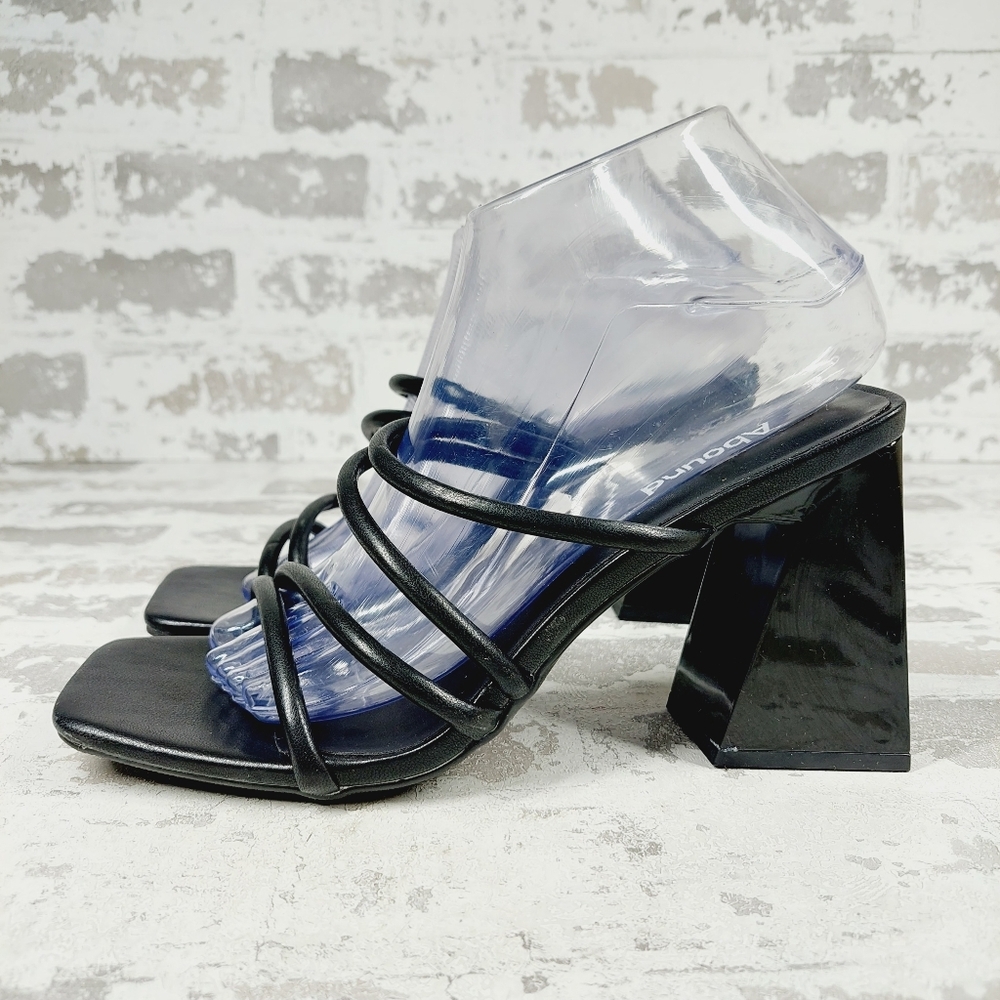 NEW Abound Austyn Black Tubular Strappy Heeled Sandals W839